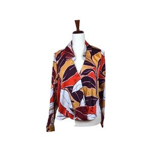 Rachel Zoe.   Multicolor Orange Brown Yellow Prints Long Sleeves Crop Blouse XL